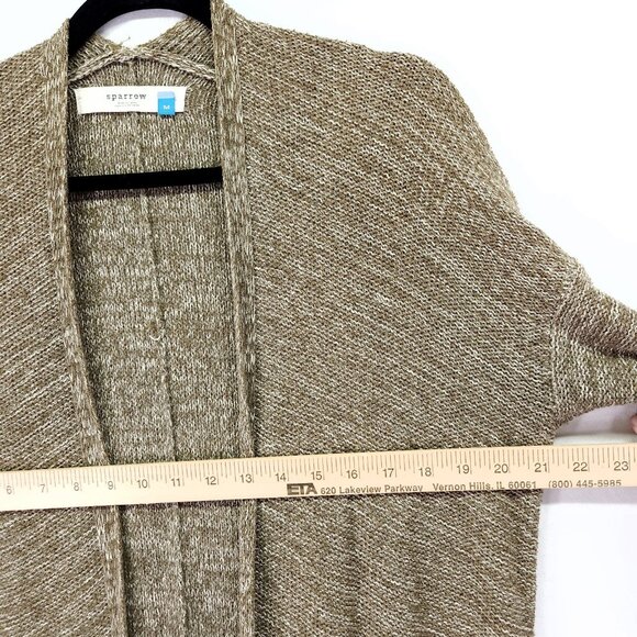 Sparrow Anthropologie Boho Open Cardigan Size Medium Brown Textured Knit - Picture 4 of 11